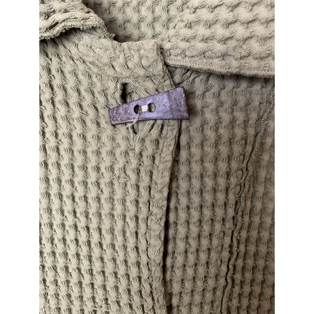 Focus Fashion Big Waffle Jacket Womens Large Olive Green 100% Cotton Lagenlook - Picture 5 of 10